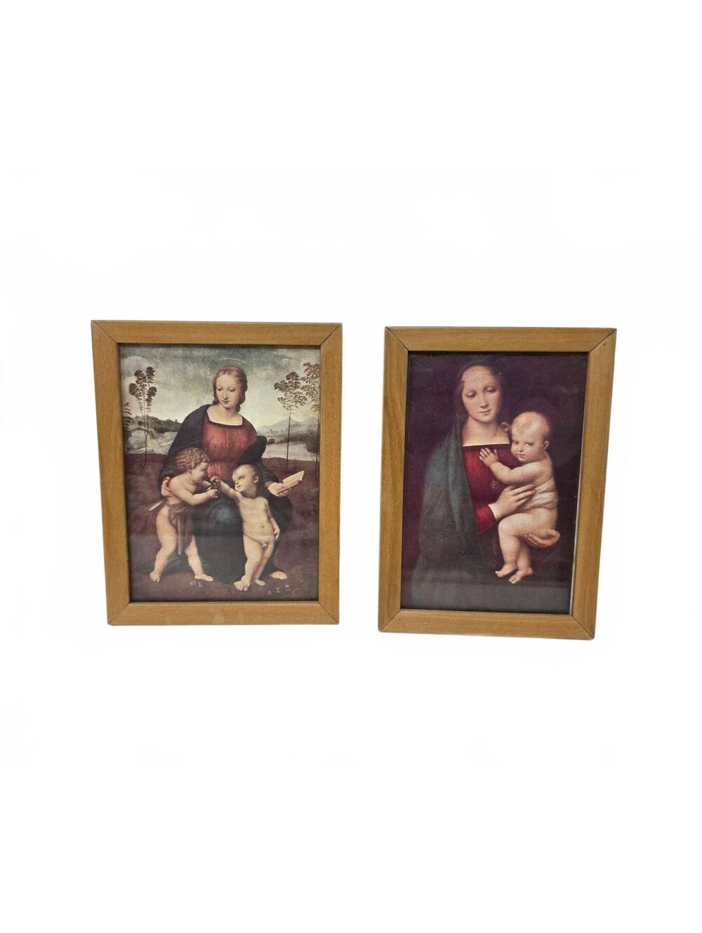 Pair of Framed Raphael Madonna Prints | Small Religious Wall Art